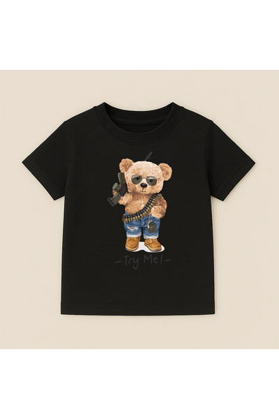 SVART WEAR Teddy Bear Printed Crew Neck Cotton Short Sleeve Kids & Youth T-Shirt