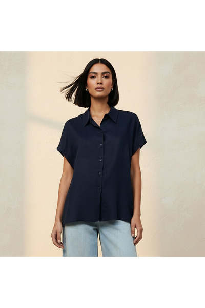 FAV Regular Fit Linen Blend Shirt with Extended Sleeves