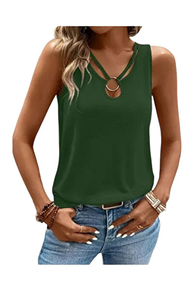 OEM Bluza dama, fara umeri, casual, verde, L
