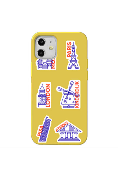 Other Apple iPhone 12 Pisa Athens Yellow Colored Silicone TPU Θήκη
