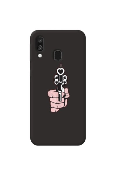 Other Samsung A40 Heart gun Black Colored Silicone TPU Θήκη
