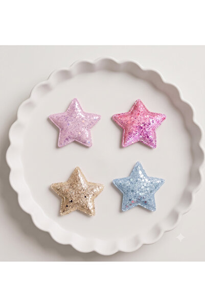 Jeevee Sparkling Star Figured Hairless Baby Hair Clips Set of 4
