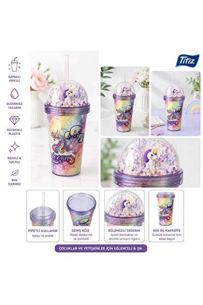 Titiz Plastik pipetli bardak