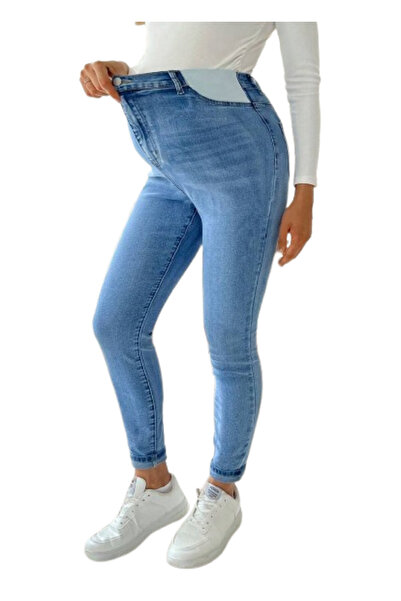 OEM Blugi skinny cu talie inalta pentru maternitate, casual, culoare albastru...