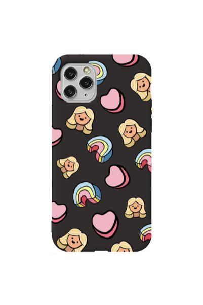 Other Apple iPhone 11 Pro Max Girl rainbow and hearts Black Colored Silicone ...