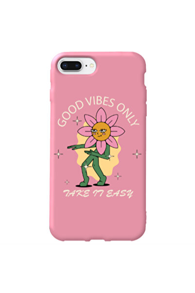 Other Apple iPhone 7 Plus Good Vibes Only Pink Colored Silicone TPU Θήκη