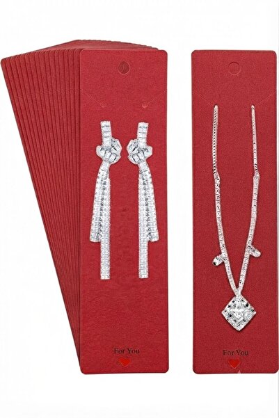 Orbak Kağıt Premium Red Jewelry Display Cards 100 Pieces |   Necklace and Ear...