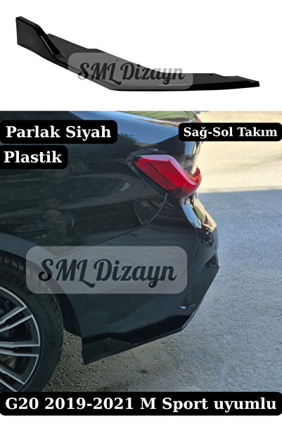 SML Dizayn BMW 3 Serisi G20 M Sport Uyumlu Kulaklı Arka Flap Seti - Parlak Si...
