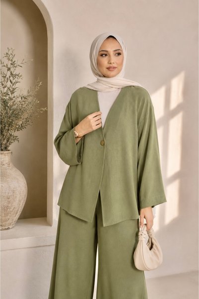 ASTEMİA Women's Kimono Comfortable Fit Summer Aerobin Hijab Set Sb0047