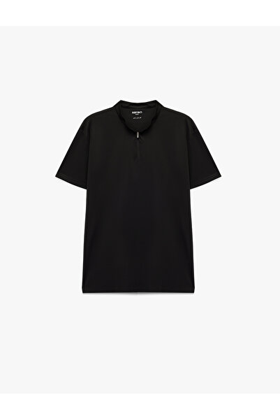 Koton Comfortable Fit Half-Zip Stand Collar Sports T-Shirt
