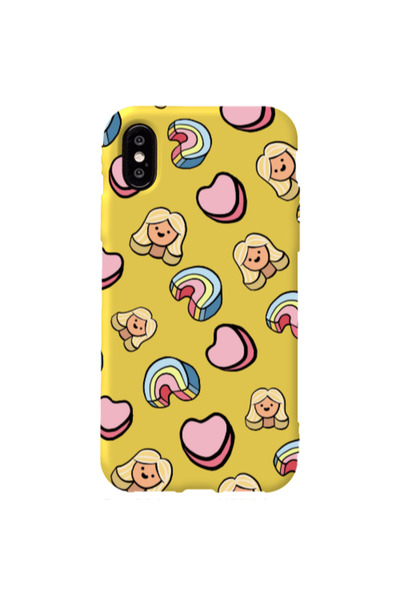 Other Apple iPhone Xs Max Girl rainbow and hearts Yellow Colored Silicone TPU...