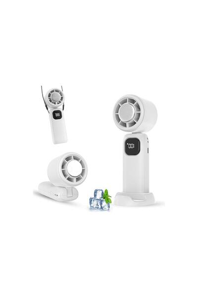 Tradeo Portable Handheld Fan with 4000mAh Battery & Digital Display - White