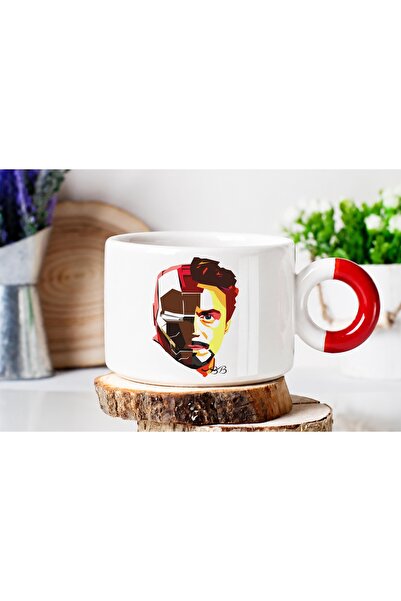 ART HEDİYE Tony Stark Iron Man Luxury Nes Cafe Cup with Red Handles and Print...