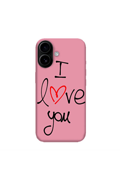 Other Apple Iphone 16 plus i love you Pink Colored Silicone TPU Θήκη