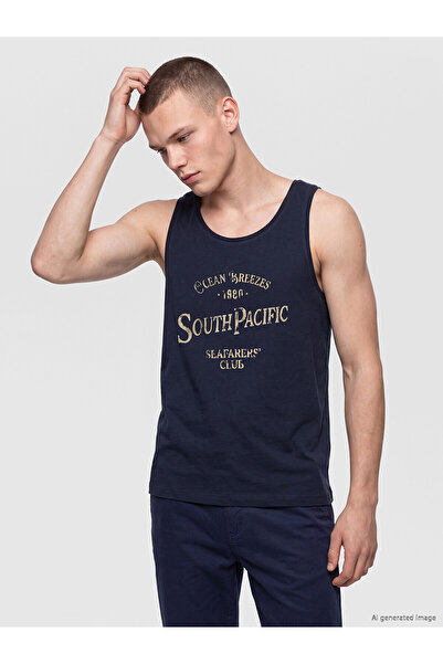 LC Waikiki Trendlucky Men's Sleeveless T-Shirt with Oval Collar and Printed D...