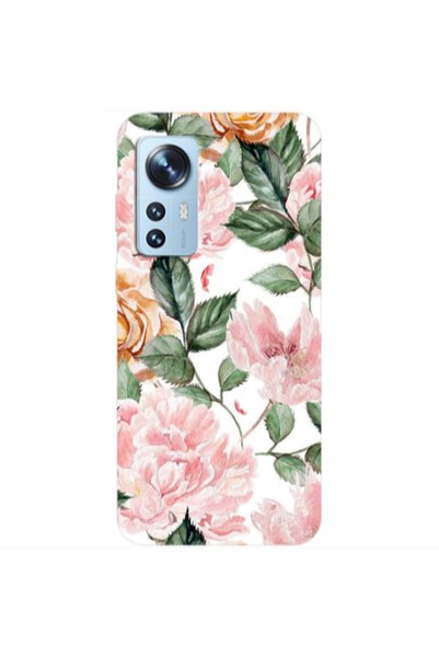 Other Xiaomi Mi 12 Pro Pink rose and laves Transparent Silicone TPU Θήκη