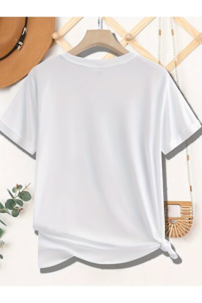 799 Letter Printed T-shirt, Short Sleeved Round Neck Casual Top, Summer and S...