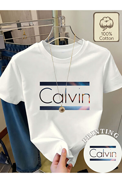 45 BPM 100%, Letter Logo Pattern with "" Print, Round Neck Short Sleeve T-Shi...