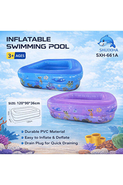 IQRAA Inflatable Swimming Pool for Kids – 120cm Durable PVC Pool – SHUIXIHA S...