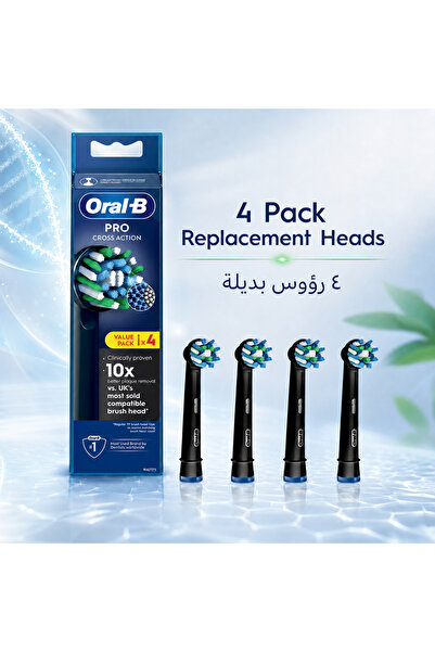 Oral-B رؤوس فرشاة أسنان كهربائية بديلة من PRO Cross Action، عبوة من 4 رؤوس سو...