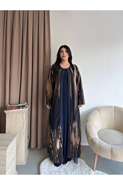Missrosemoon Yeni Sezon Büyük Beden Tesettür 2’li Elbise Takım –Taş detaylı U...