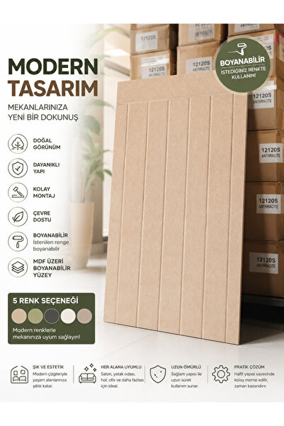 wood life Dekoratif Duvar Paneli ( 54 X 105 Cm ) Boyanabilir Ahşap Ham Mdf Du...