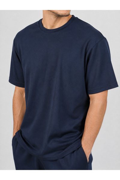 Jool Men's Premium Modal Fabric Basic Shorts T-Shirt Set Black Regular Casual Summer Set Combination