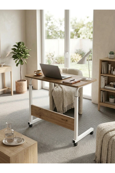 Royal Modern Yükseklik Ayarlı Çalışma Masası - (TEKERLİ) 80x40