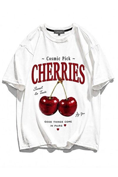 COSMİC PICK CHERRIES GOOD THINGS COME IN PARİS CHERRY PRINT TEE