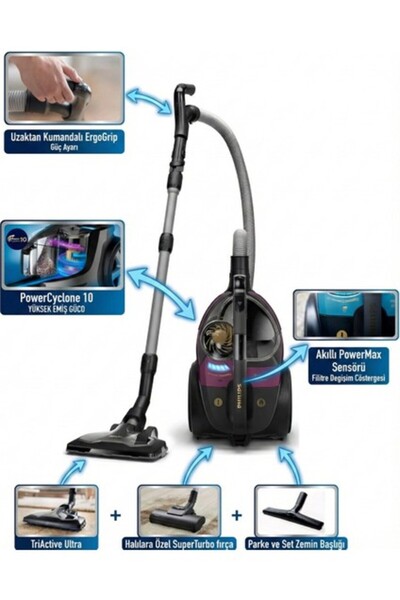 Philips Marathon Ultimate Powercyclone 10 Teknolojisiyle Super Turbo Fırçalı ...