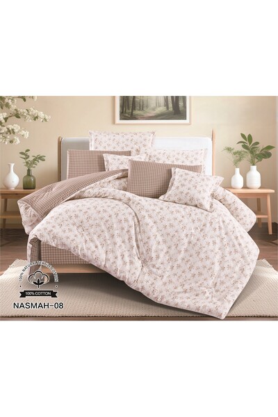 Red Rose Nefren Summer Bedspread Set 100% Cotton Full Filling 8 Pieces Luxury...