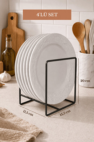 Edora Home 4-Piece Black Dish Rack Organizer, Plate Rack Set, Countertop Plat...
