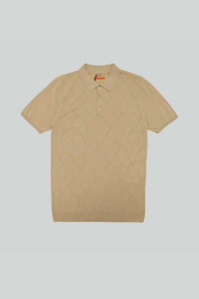 BEARRAYBON Men's Knitwear Half-Zip Polo Collar T-Shirt