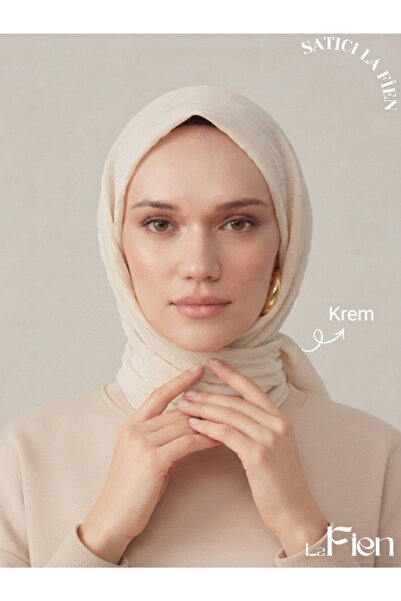 La Fien Tesettür Kadın Bambu Kraş Bej Eşarp