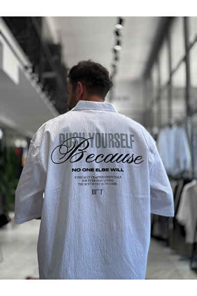 BYBASICMAN White Back Printed Seersucker Fabric Shirt Tw-1206