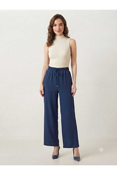 Modella Life Women's Elastic Waist Drawstring Aerobin Palazzo Wide Leg Pants