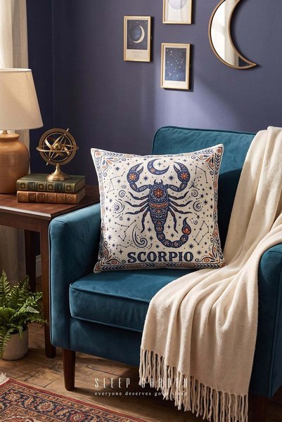 Sleep Garden Scorpion Zodiac Sign Design Modern Decorative Throw Pillow Cover 43X43