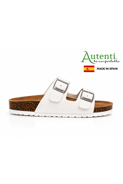 Castle Black Autenti Women's Full Orthopedic Leather White Slippers - Genuine...