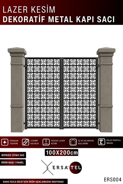 ERSA DEMİR ÇELİK Ersatel Modern Lazer Kesim Bahçe ve Villa Kapı Sacı (boyasız)