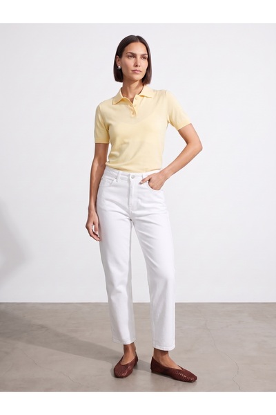 Dilvin 72337 100% Cotton Barrel Jean-White