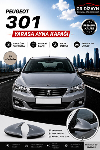 GR-Dizayn PEUGEOT 301 ARACA ÖZEL BOYALI YARASA AYNA KAPAĞI (TEKNO GRİ)