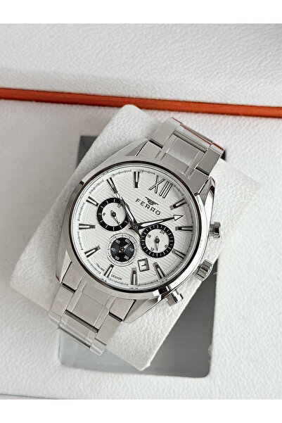 FERRO Silver Steel Cord Men's Wristwatch Fm11800A-A 3 Atm Water Resistant 2 Y...
