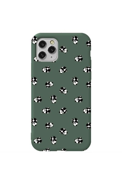 Other Apple iPhone 11 Pro Small Pandas Dark Green Colored Silicone TPU Θήκη