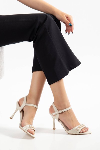 Oxygen Moda Women's Daily Wear Evening Dress Single-Strap Sandals with Comfortable and Stylish Ball-Shaped Heels Size 9cm