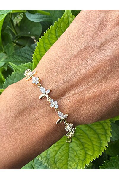 Merishe Jewerly Gold Clover Zircon Stone Heart Stainless Xuping Steel Bracelet