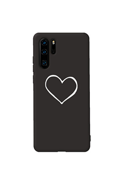 Other Huawei P30 Pro White heart Black Colored Silicone TPU Θήκη