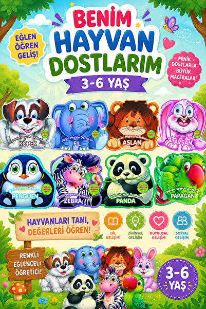 0-6 Yaş Yayınları My Animal Friends Set (8 Books) Suitable for Ages 3-6