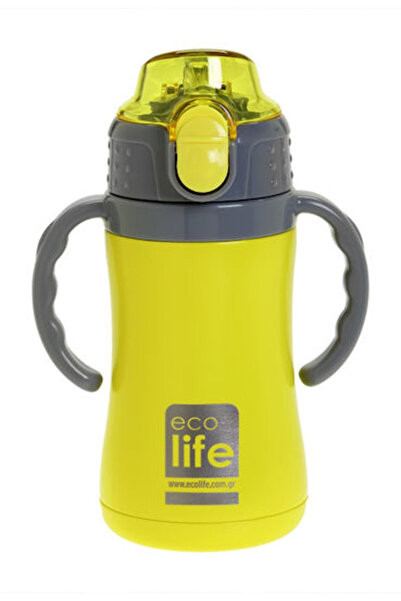 Ecolife Παιδικό Θερμός Παγούρι Νερού από Ανοξείδωτο Ατσάλι με Καλαμάκι, Κίτρι...