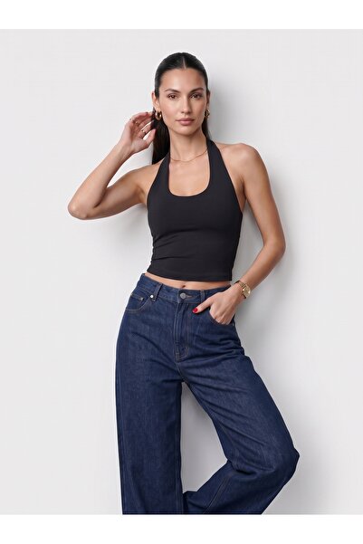Noe Collection Kadın Halter Yaka Dar Kalıp Sırt Dekolteli Slim Fit Basic Body