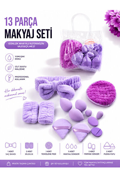 Floraglow 13 Parça Makyaj Süngeri ve Cilt Bakım Seti